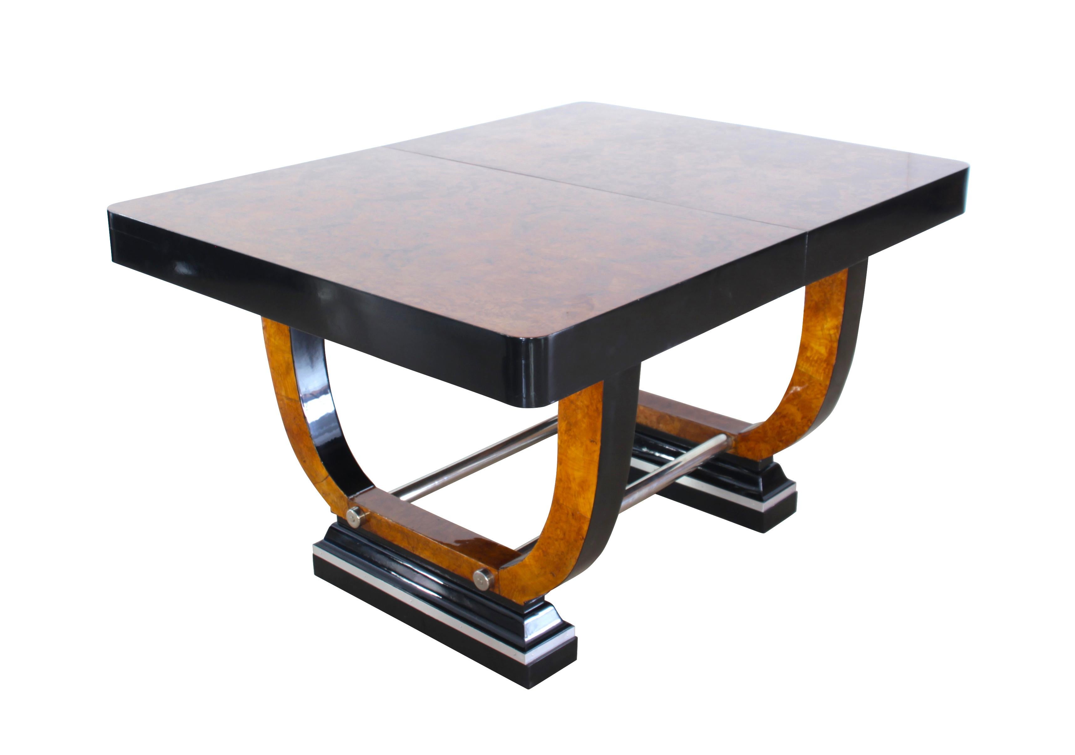 Veneer Expandable Art Deco Dining Table, Thuja Roots, Lacquered, France, circa 1930 For Sale
