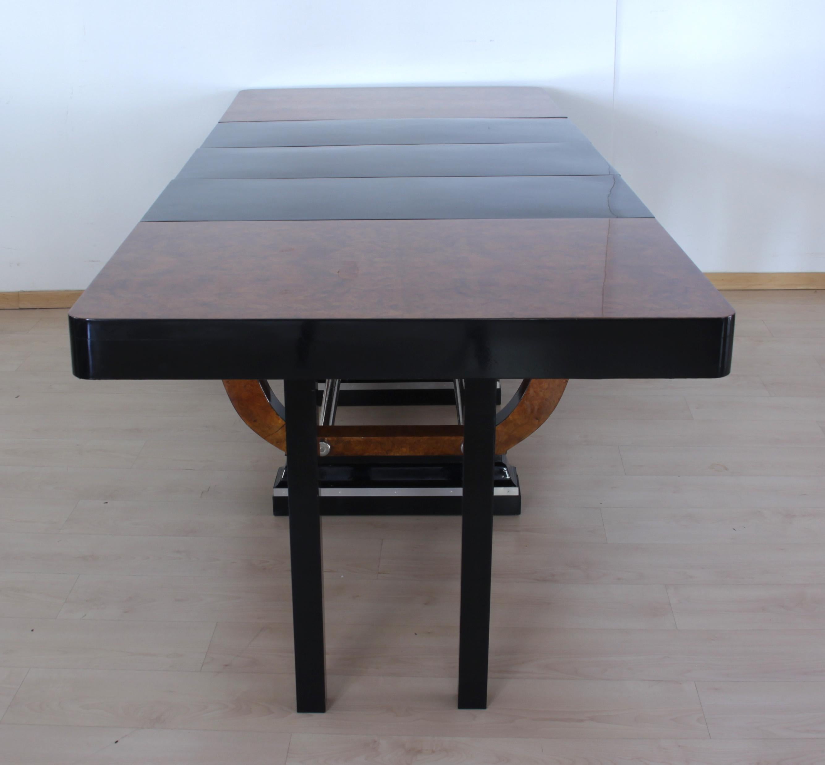 Expandable Art Deco Dining Table, Thuja Roots, Lacquered, France, circa 1930 For Sale 2