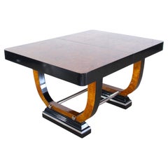 Antique Expandable Art Deco Dining Table, Thuja Roots, Lacquered, France, circa 1930
