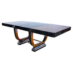 Expandable Art Deco Dining Table, Thuja Roots, Lacquered, France, circa 1930