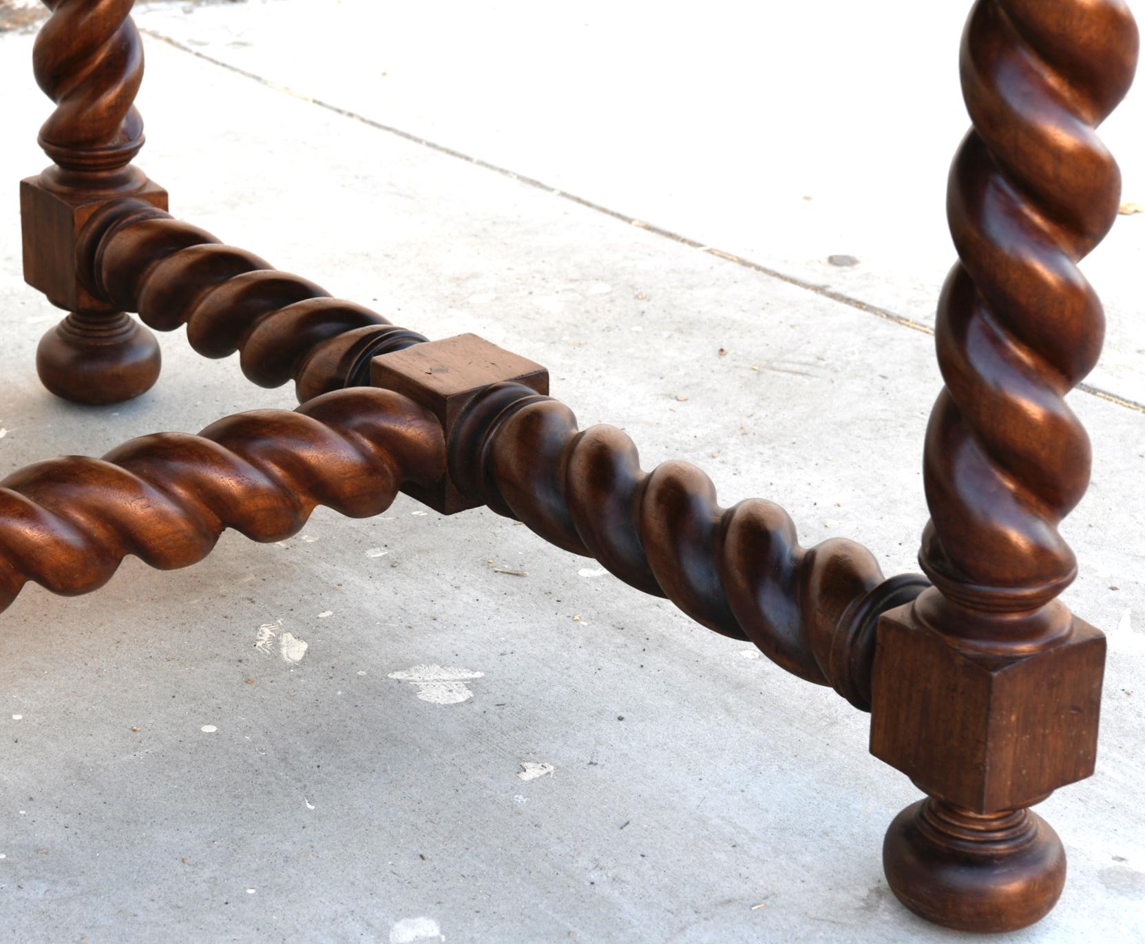 Renaissance Expandable Barley Twist Dining Table Made from Walnut For Sale