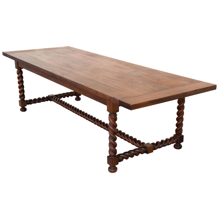 Expandable Barley Twist Dining Table Made from Walnut For Sale at 1stDibs