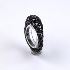 Expandable Black and White Diamond Dome Ring