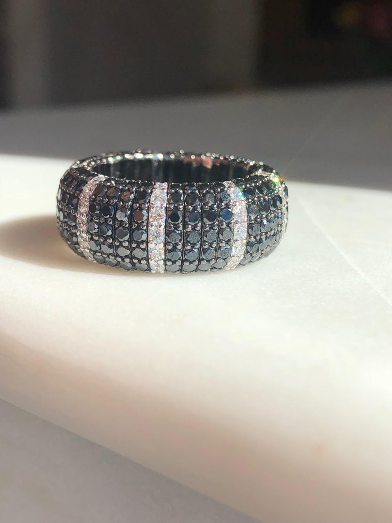 Expandable Black Diamond Band Ring at 1stDibs