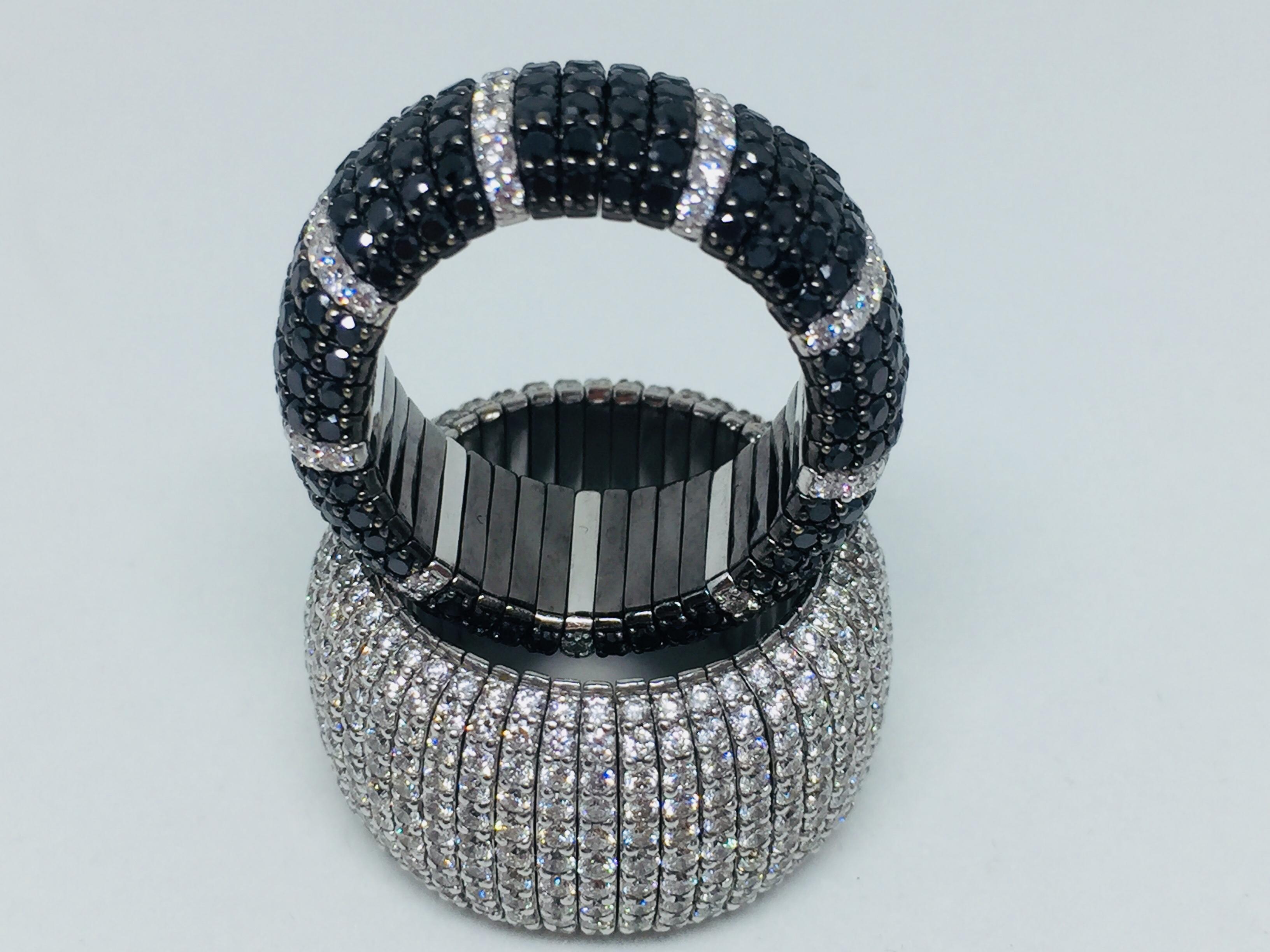 Contemporary Expandable Black Diamond Band Ring