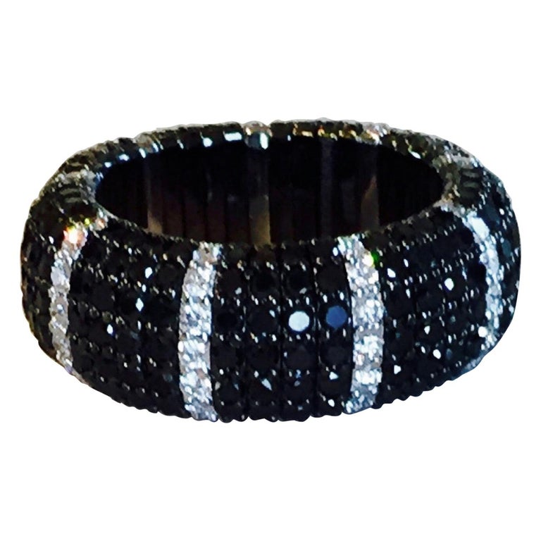 Expandable Black Diamond Band Ring at 1stDibs