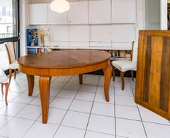 Expandable Cherrywood Art Deco Dining Room Set with Twelve Chairs