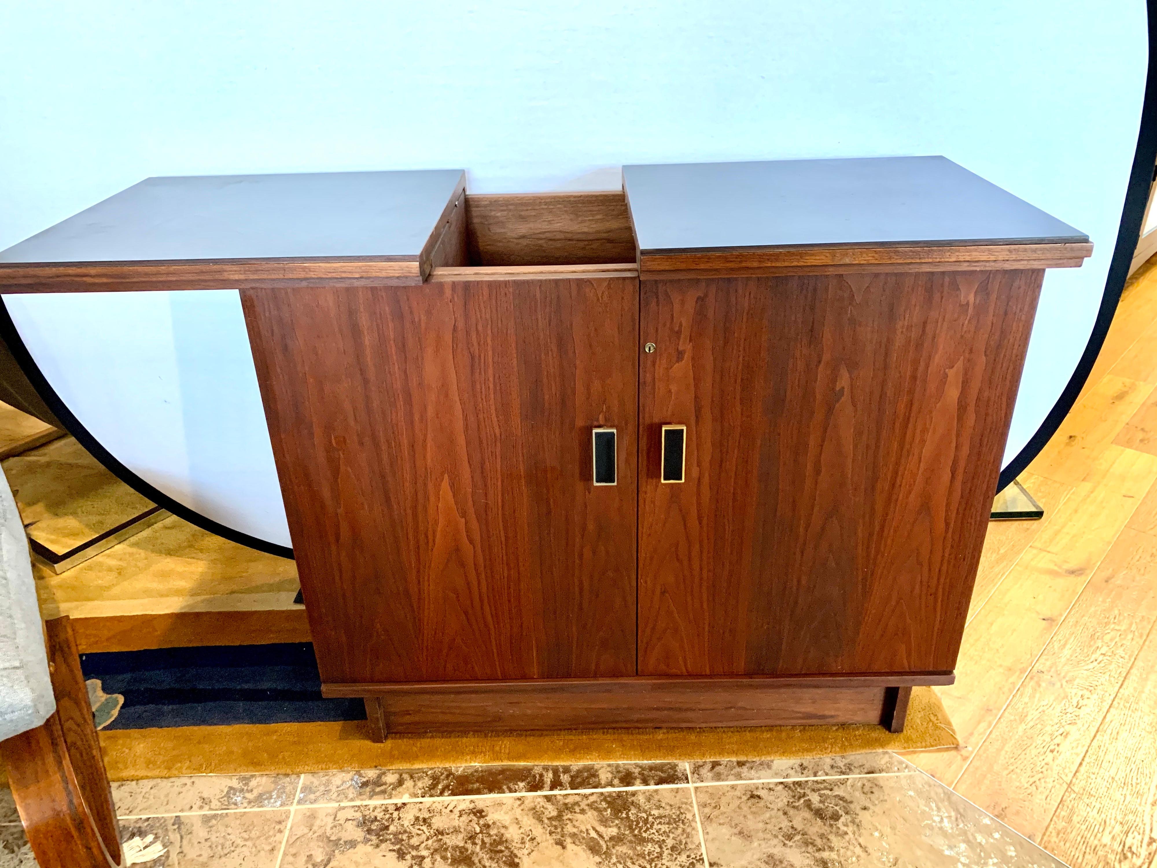 Late 20th Century Expandable Danish Modern Dry Bar with Floating Expandable Top