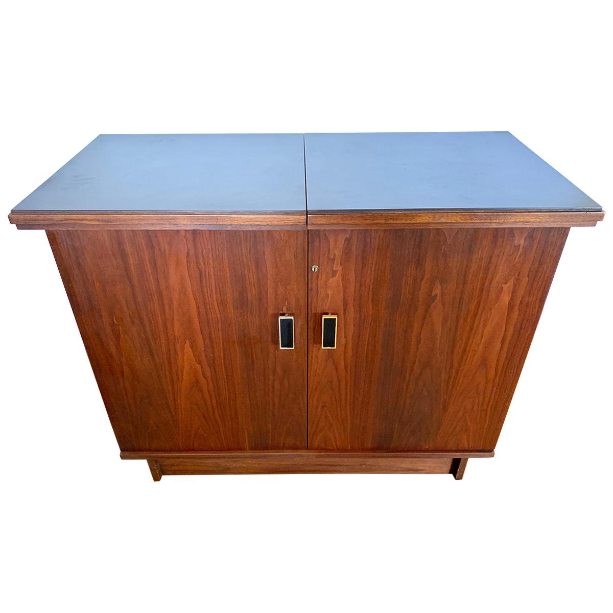 Expandable Danish Modern Dry Bar with Floating Expandable Top