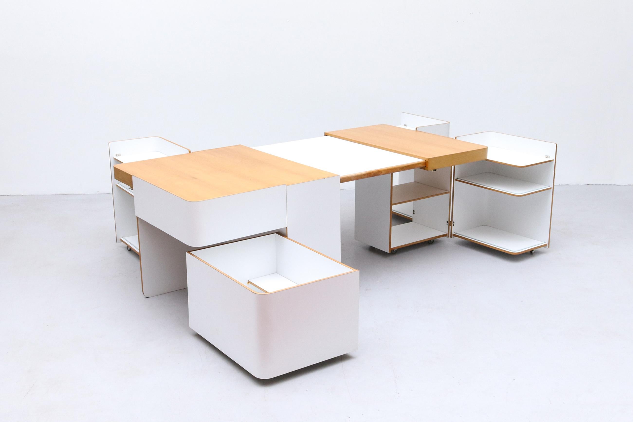 Wood Expandable Desk by Roberto Pamio, Renato Toso & Noti Massari for Stilwood/Italy For Sale