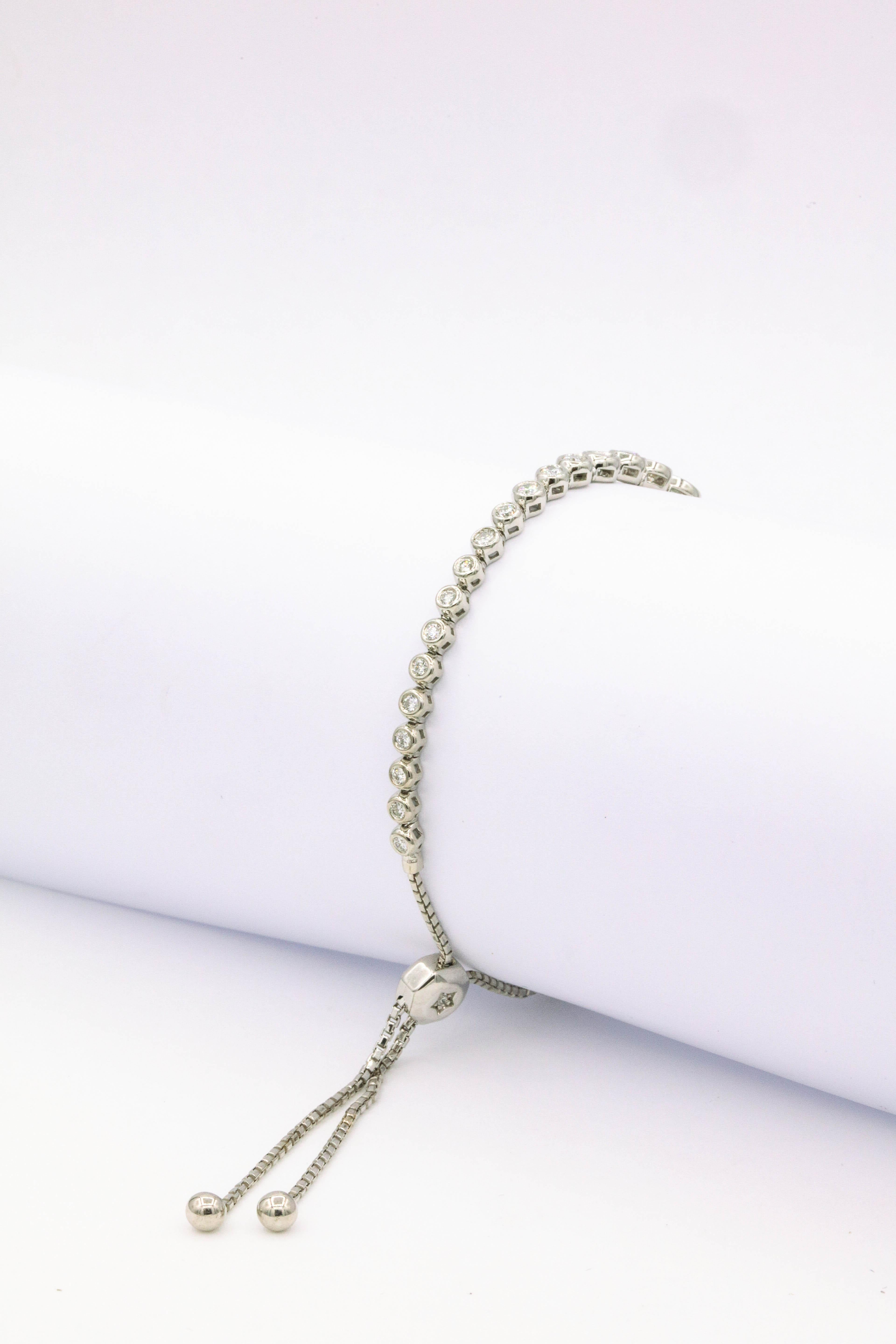 Contemporary Expandable Diamond Bracelet 2 Carats 14 Karat White Gold