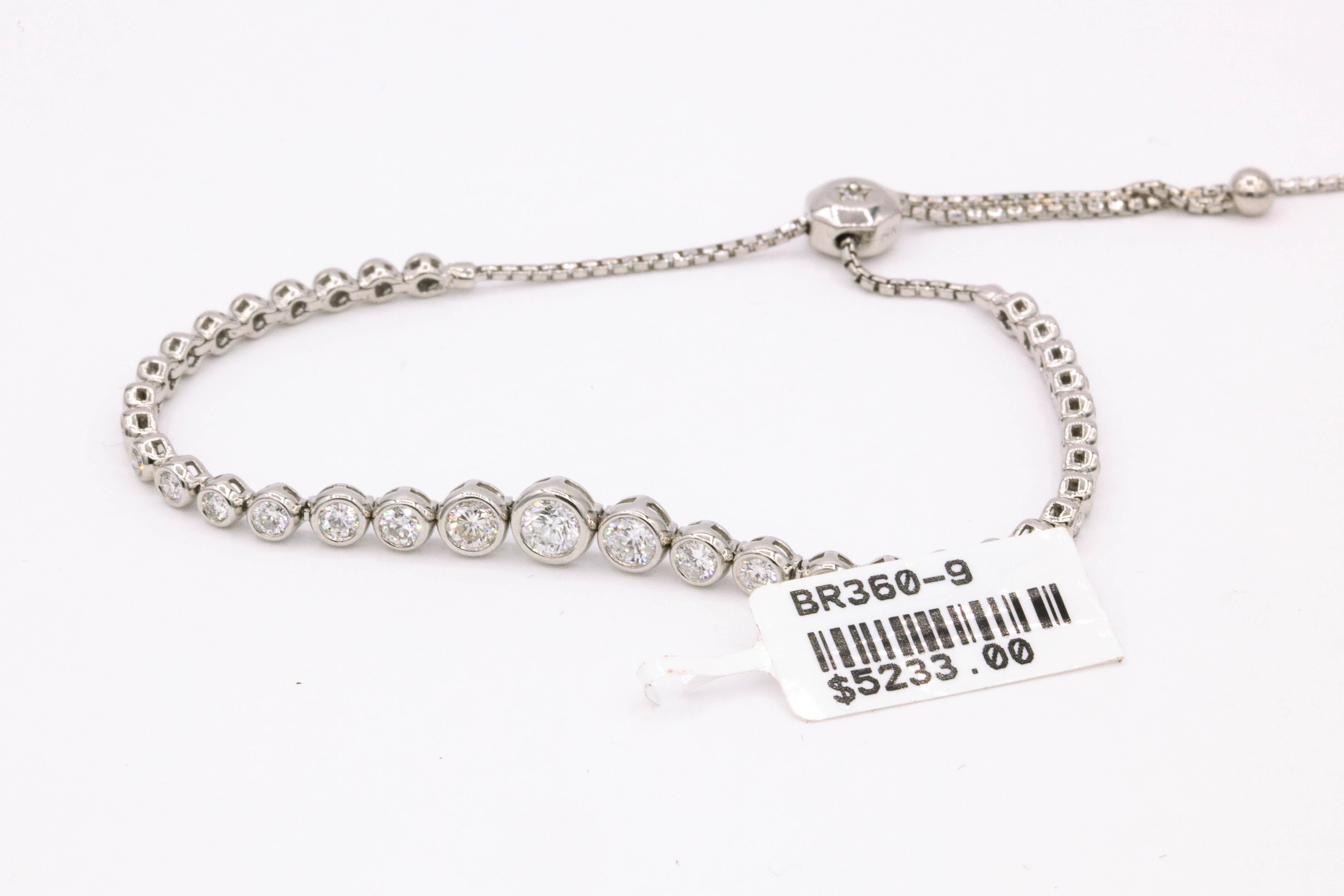 Expandable Diamond Bracelet 2 Carats 14 Karat White Gold In New Condition In New York, NY