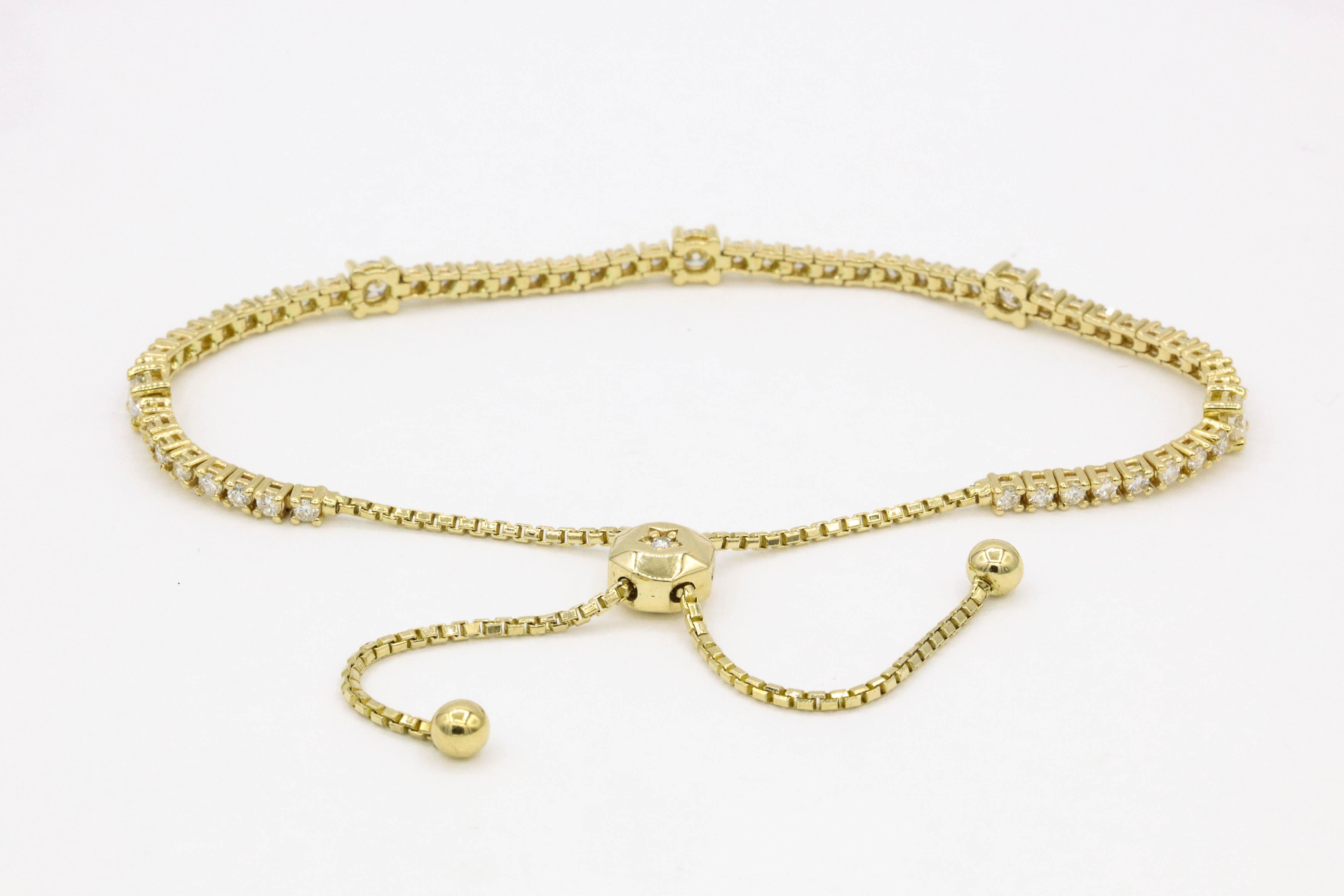 Taille ronde Bracelet tennis extensible en diamants de 2 carats en vente