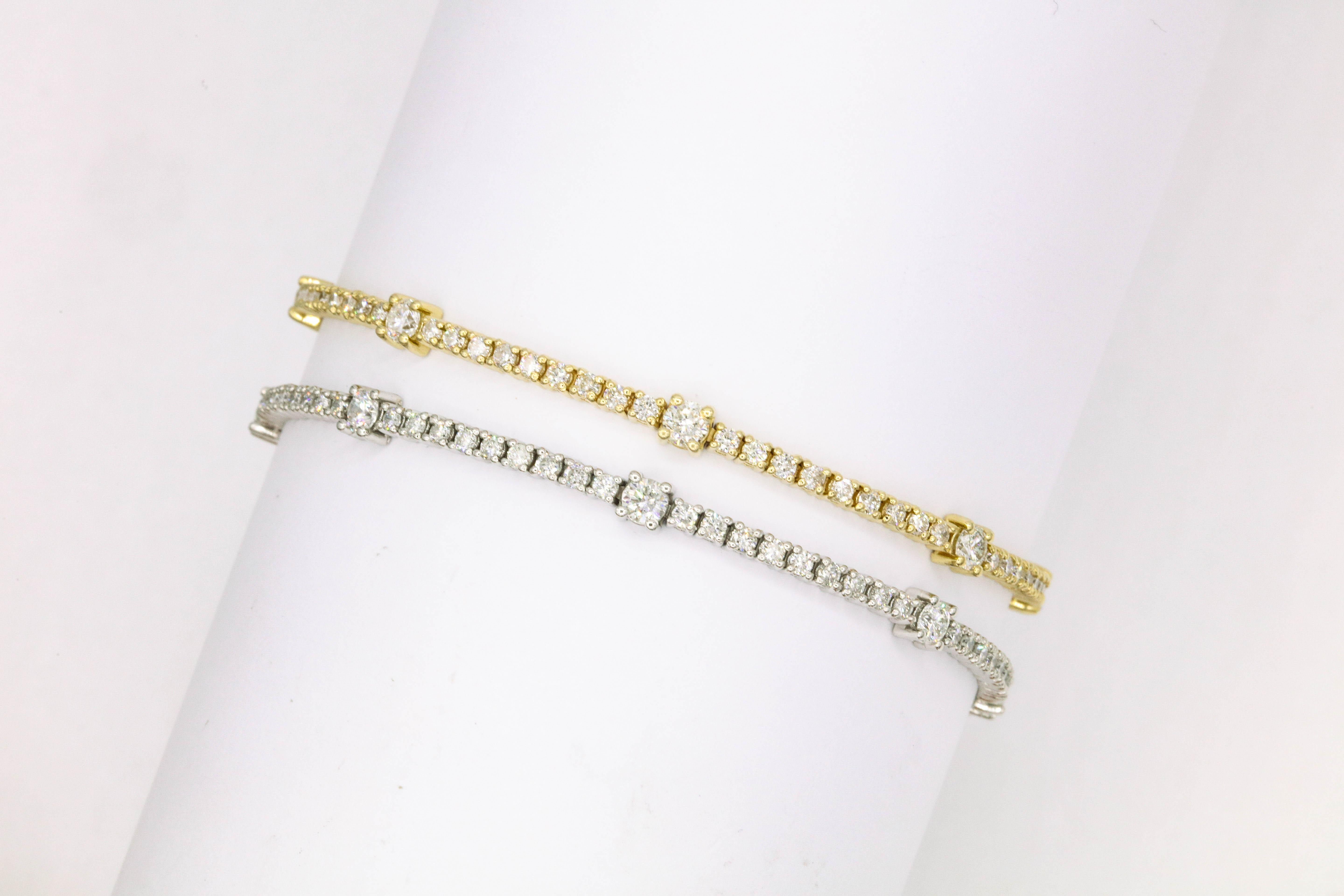 Bracelet tennis extensible en diamants de 2 carats en vente 3