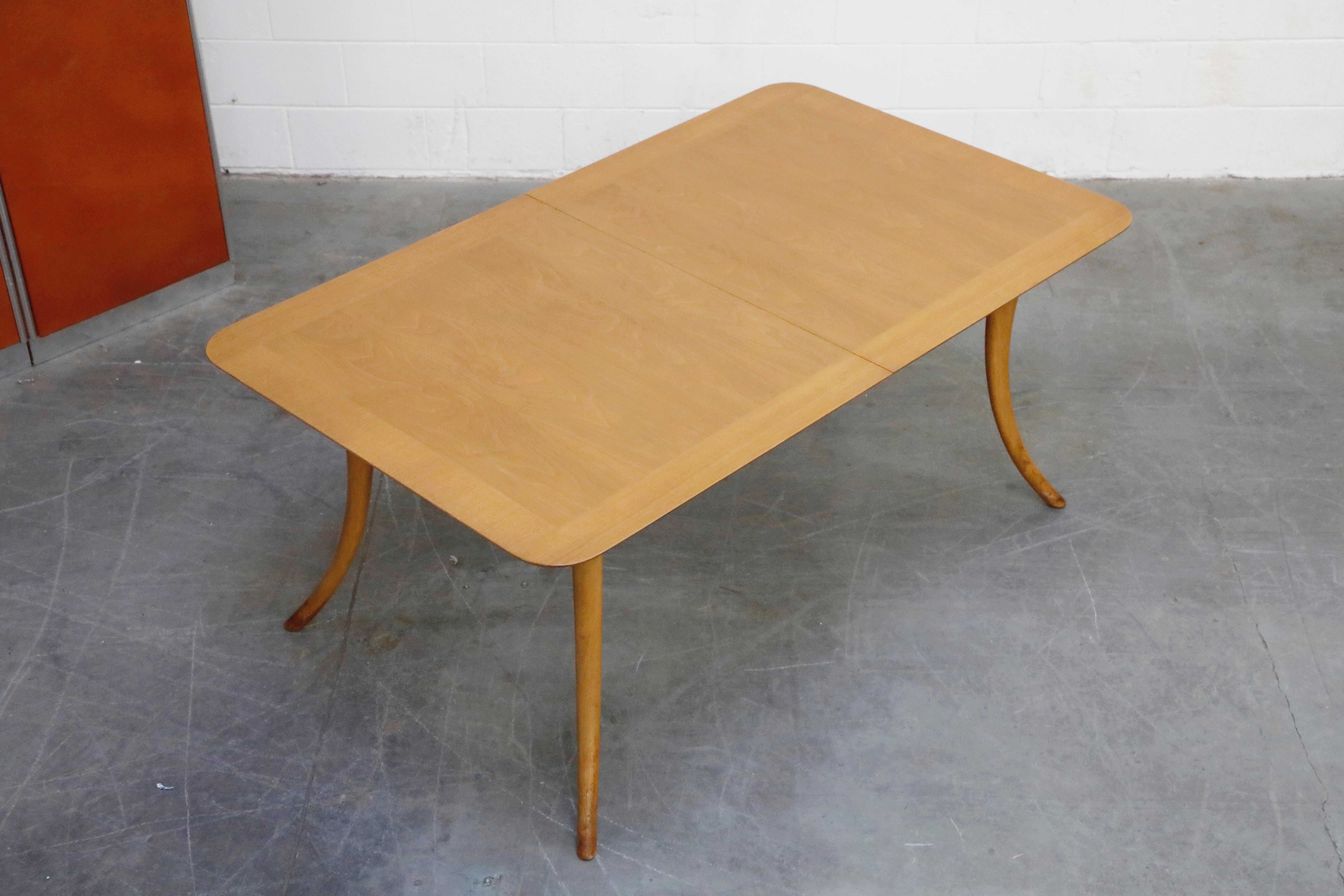 Bleached Expandable Dining Table by T.H. Robsjohn-Gibbings for Widdicomb, 1957, Signed