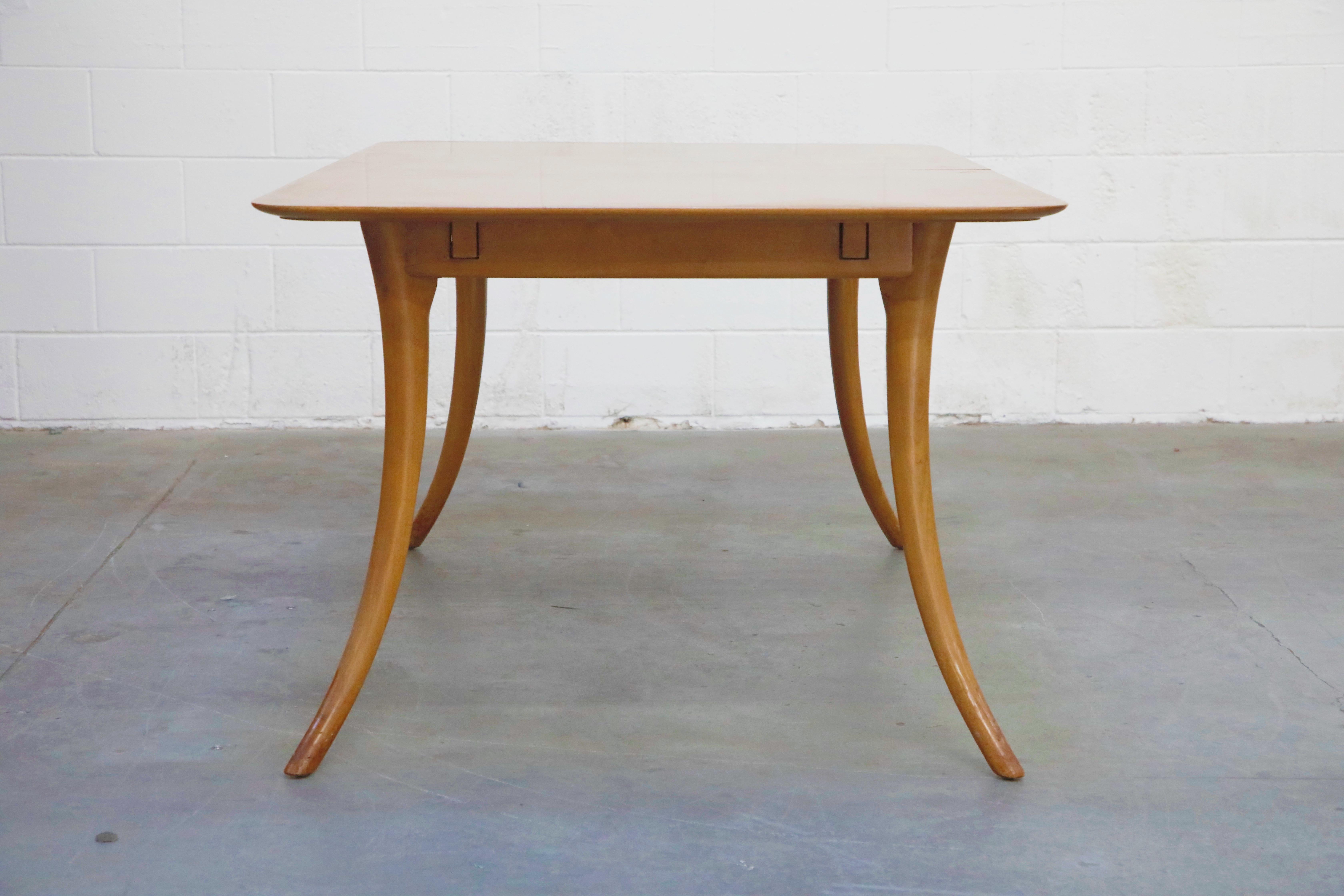 Expandable Dining Table by T.H. Robsjohn-Gibbings for Widdicomb, 1957, Signed In Good Condition In Los Angeles, CA