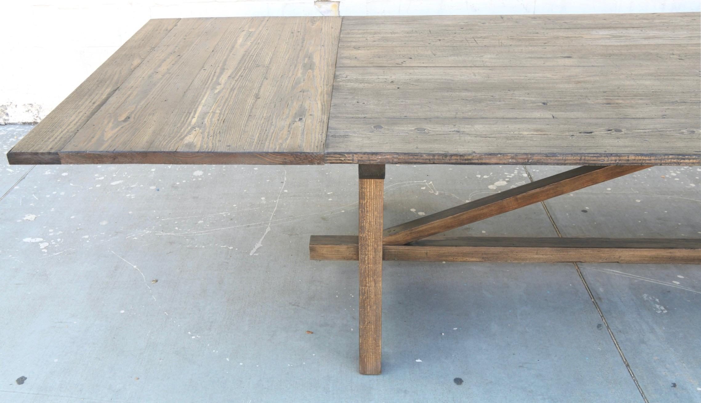 Contemporary Expandable Dining Table in Reclaimed Pine, Built to Order by Petersen Antiques