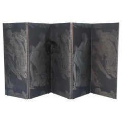 Expandable Donghia Italy Extra Large Black Tapestry Screen Room Divider