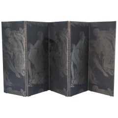 Expandable Donghia Italy Extra Large Black Tapestry Screen Room Divider