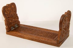 Expandable Hand carved Teak Wood Book Shelf Bookends from India 1950s