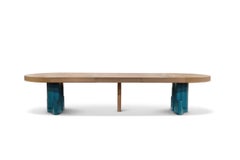 Mesa de comedor expansible con escultura de cuero hecha a medida por Chapter & Verse NYC