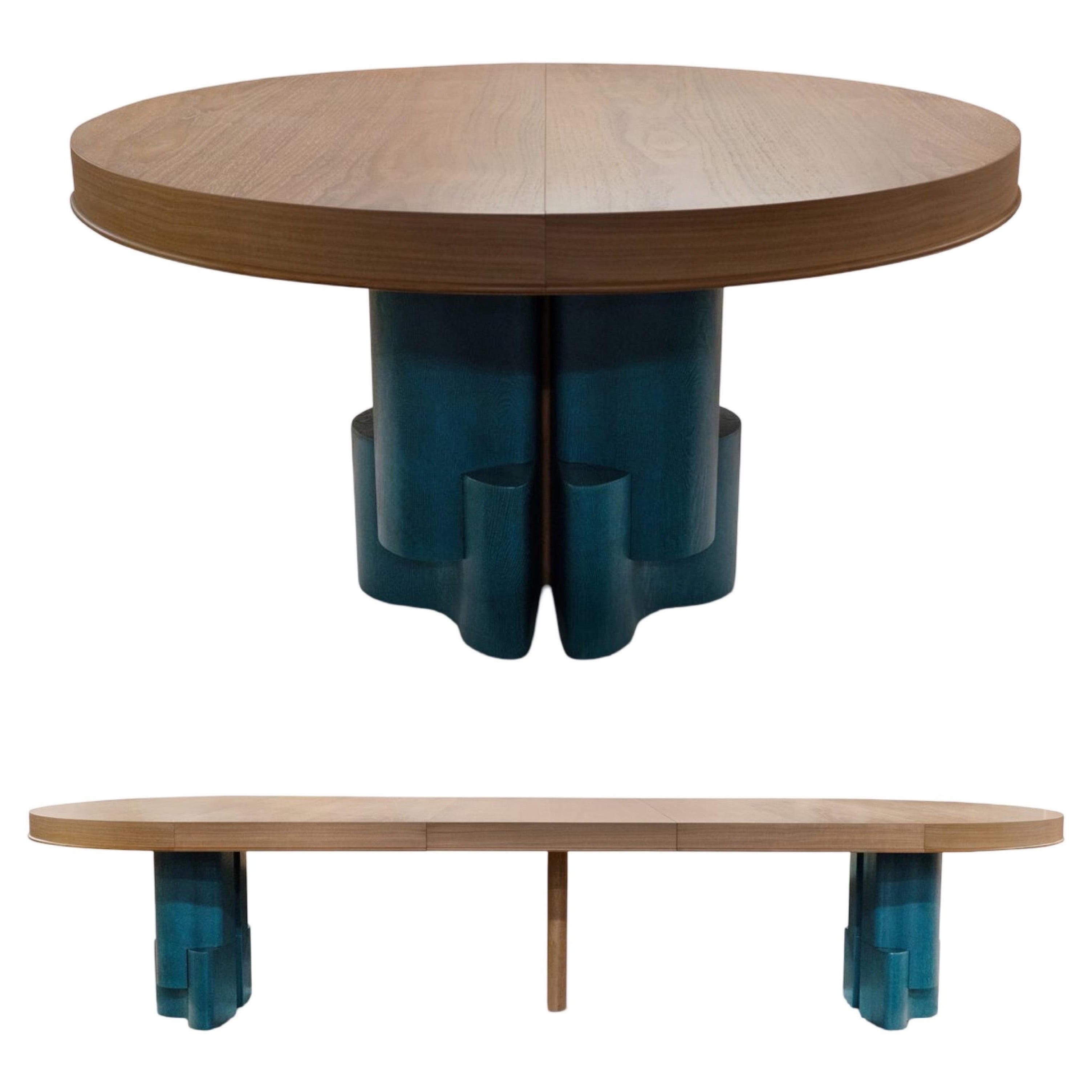 Expandable Leather Sculpture Dining Table Custom Made by Chapter & Verse NYC