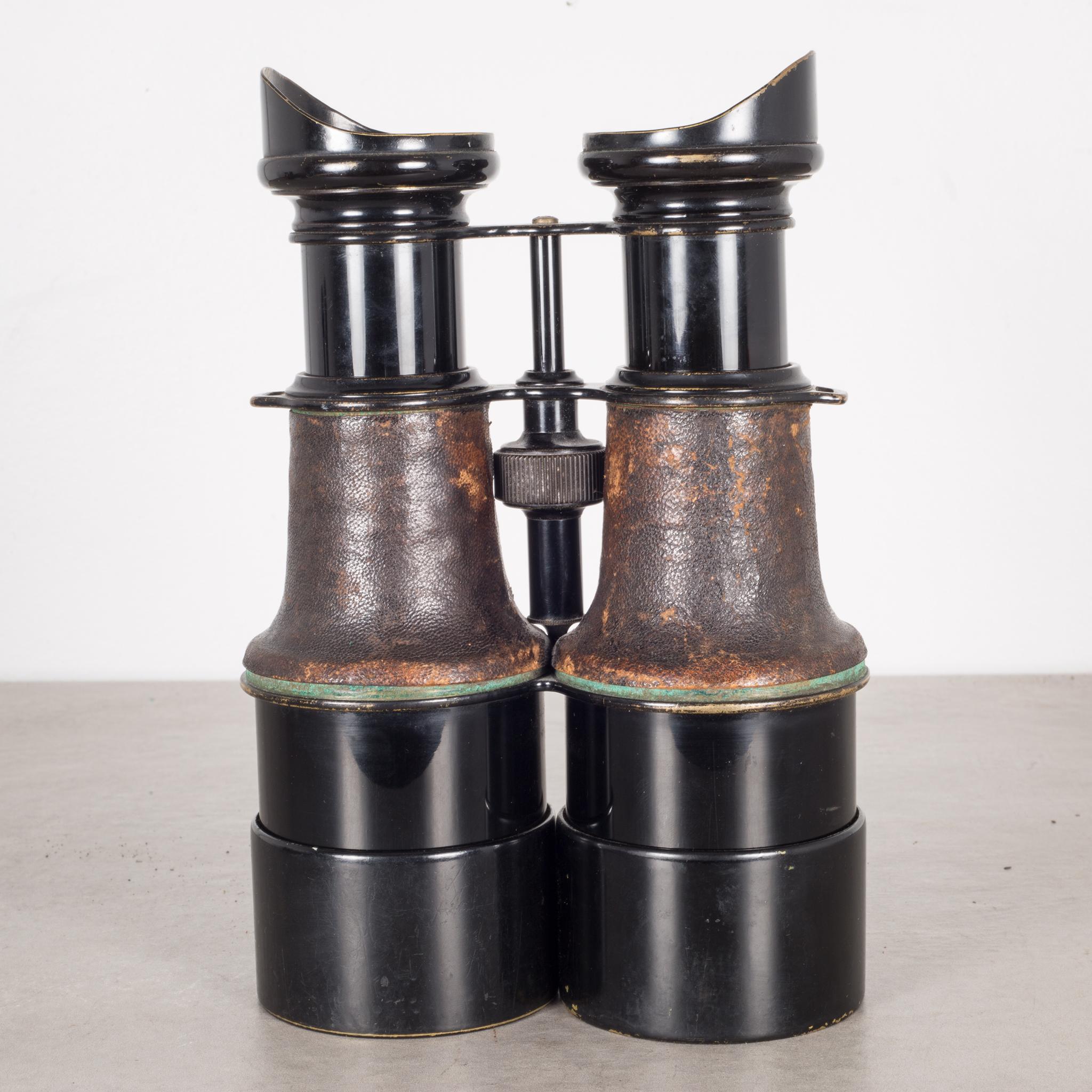 French Expandable Leather Wrapped Maritime Binoculars by Iris, Paris, circa 1880-1915
