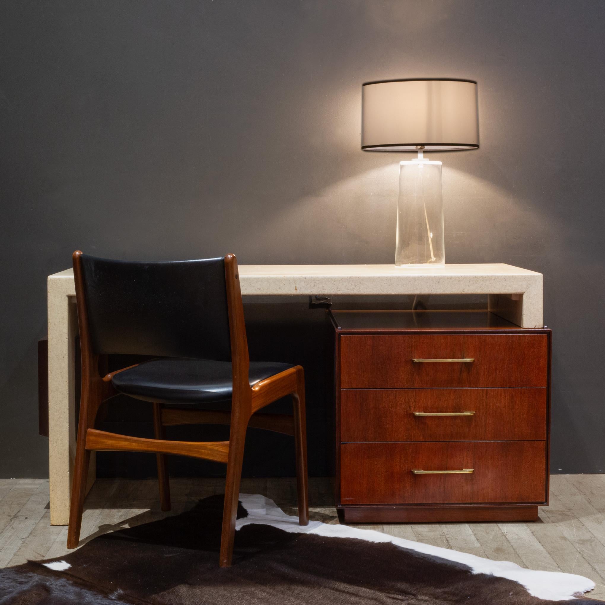 Mid-Century Modern Expandable Mahogany and Cork Desk, Paul Frankl for Johnson Furniture c.1950 For Sale