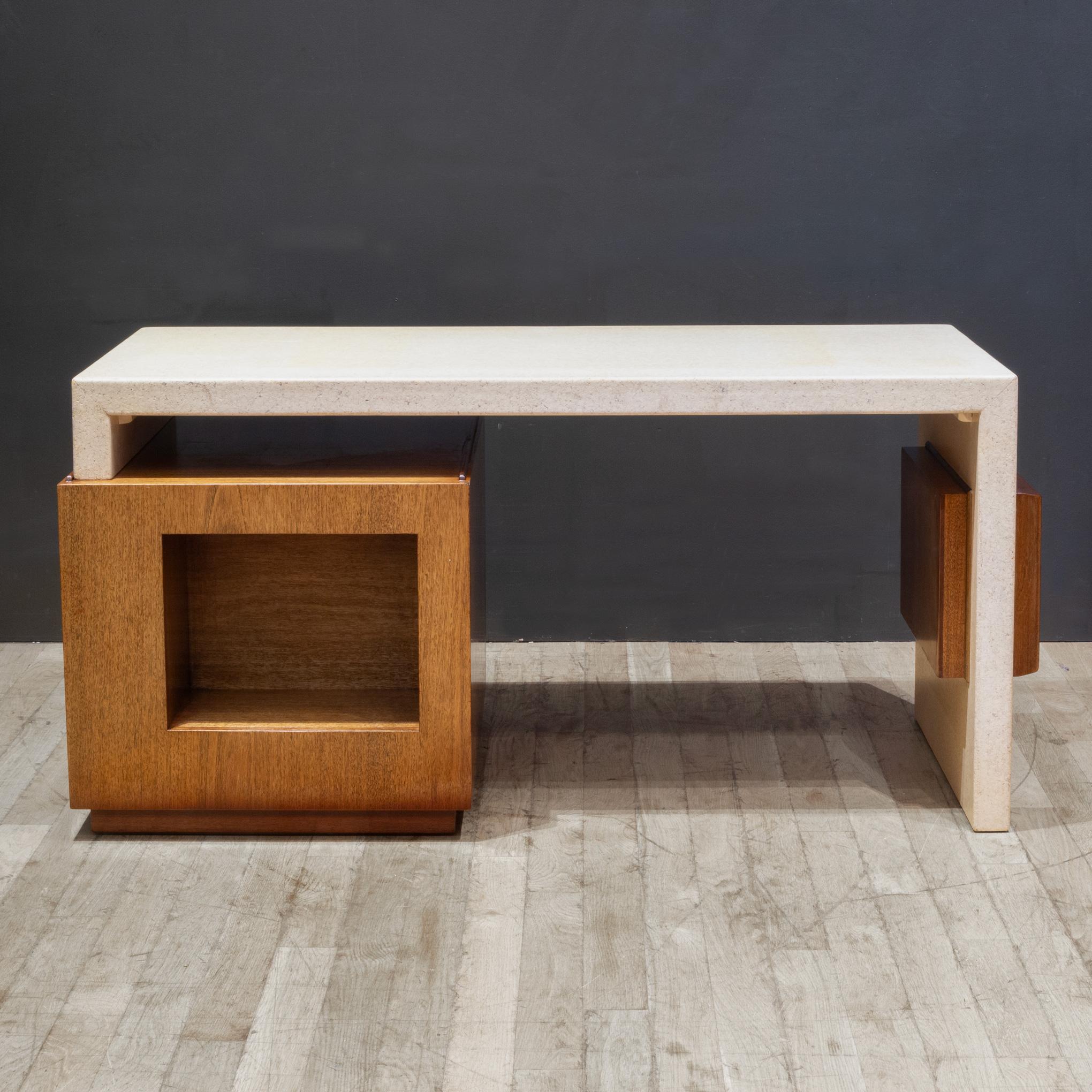 20th Century Expandable Mahogany and Cork Desk, Paul Frankl for Johnson Furniture c.1950 For Sale
