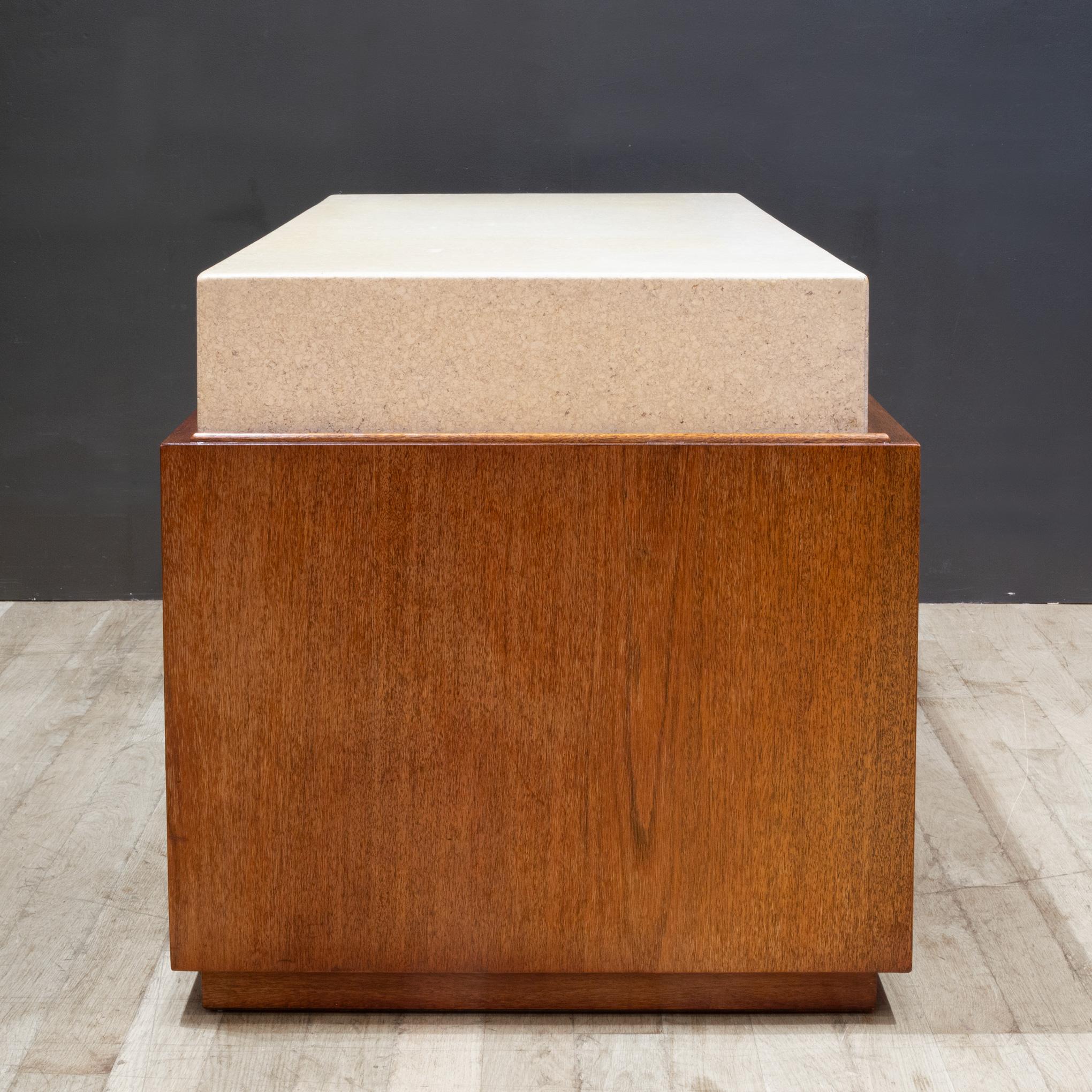 Brass Expandable Mahogany and Cork Desk, Paul Frankl for Johnson Furniture c.1950 For Sale