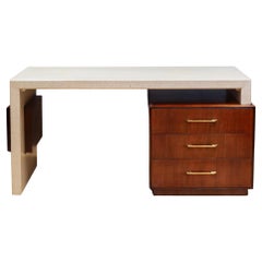 Escritorio extensible de caoba y corcho, Paul Frankl para Johnson Furniture c.1950