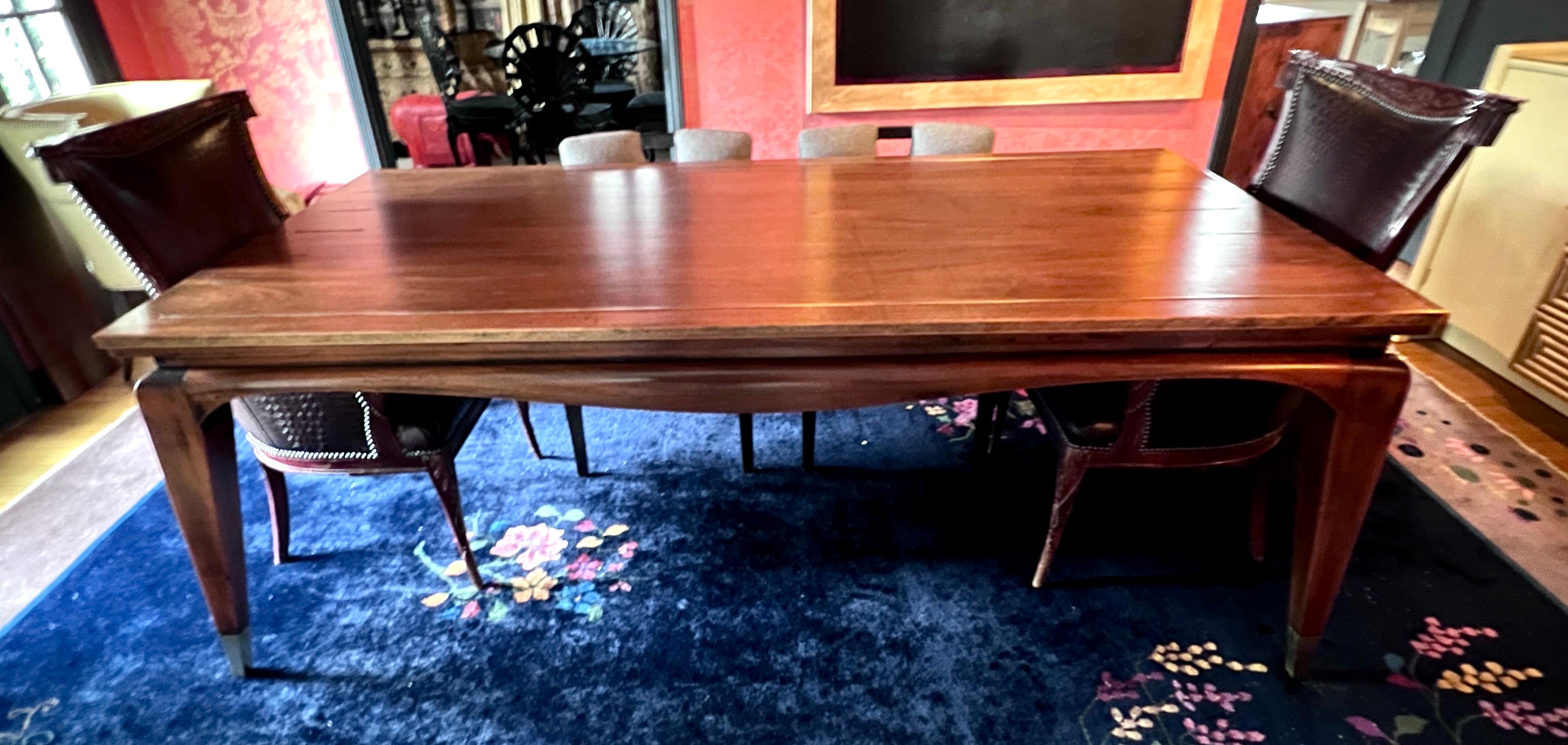 Expandable Mahogany Dining Room Table in the Style of James Mont For Sale 6