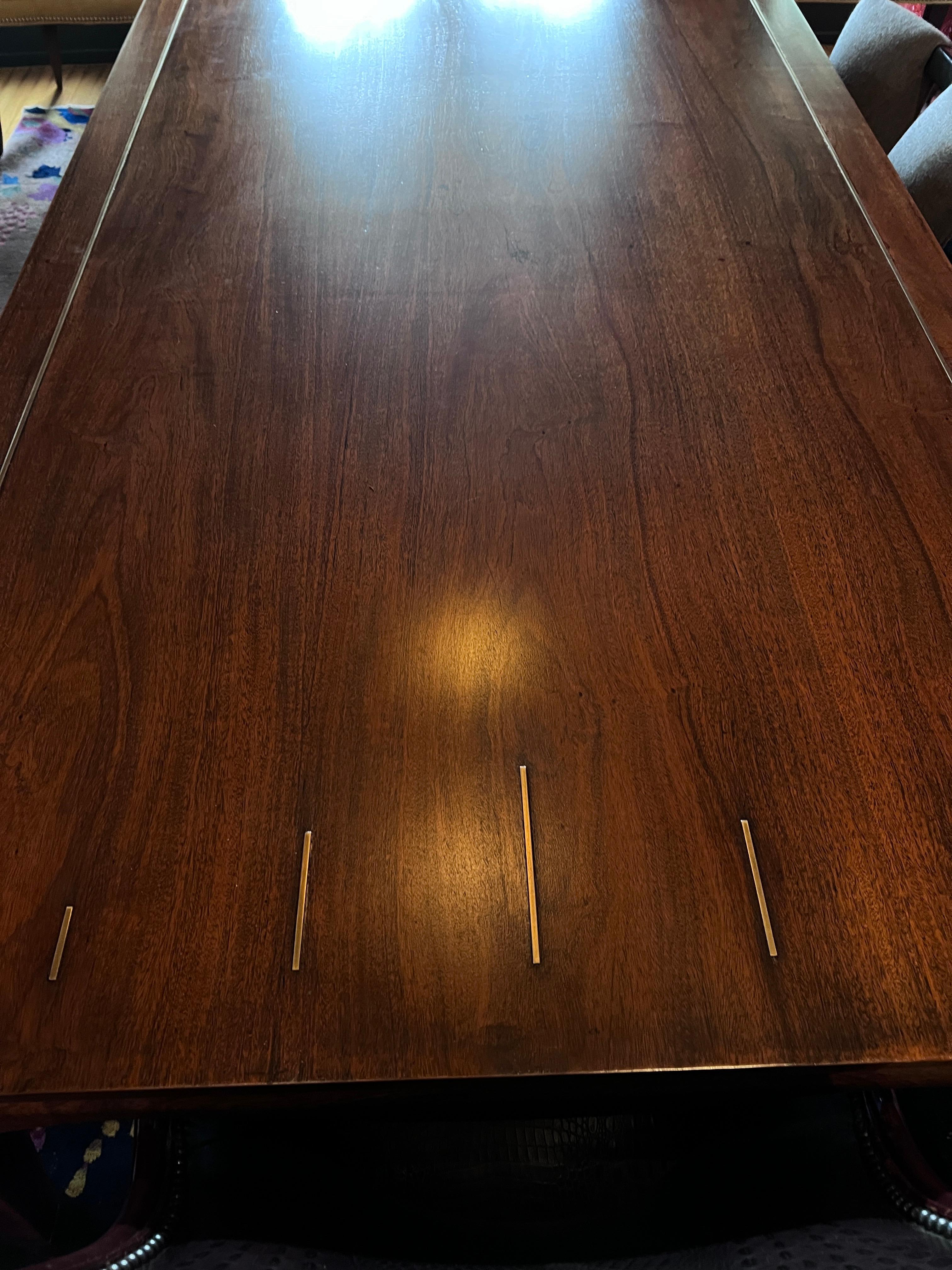 Expandable Mahogany Dining Room Table in the Style of James Mont For Sale 10