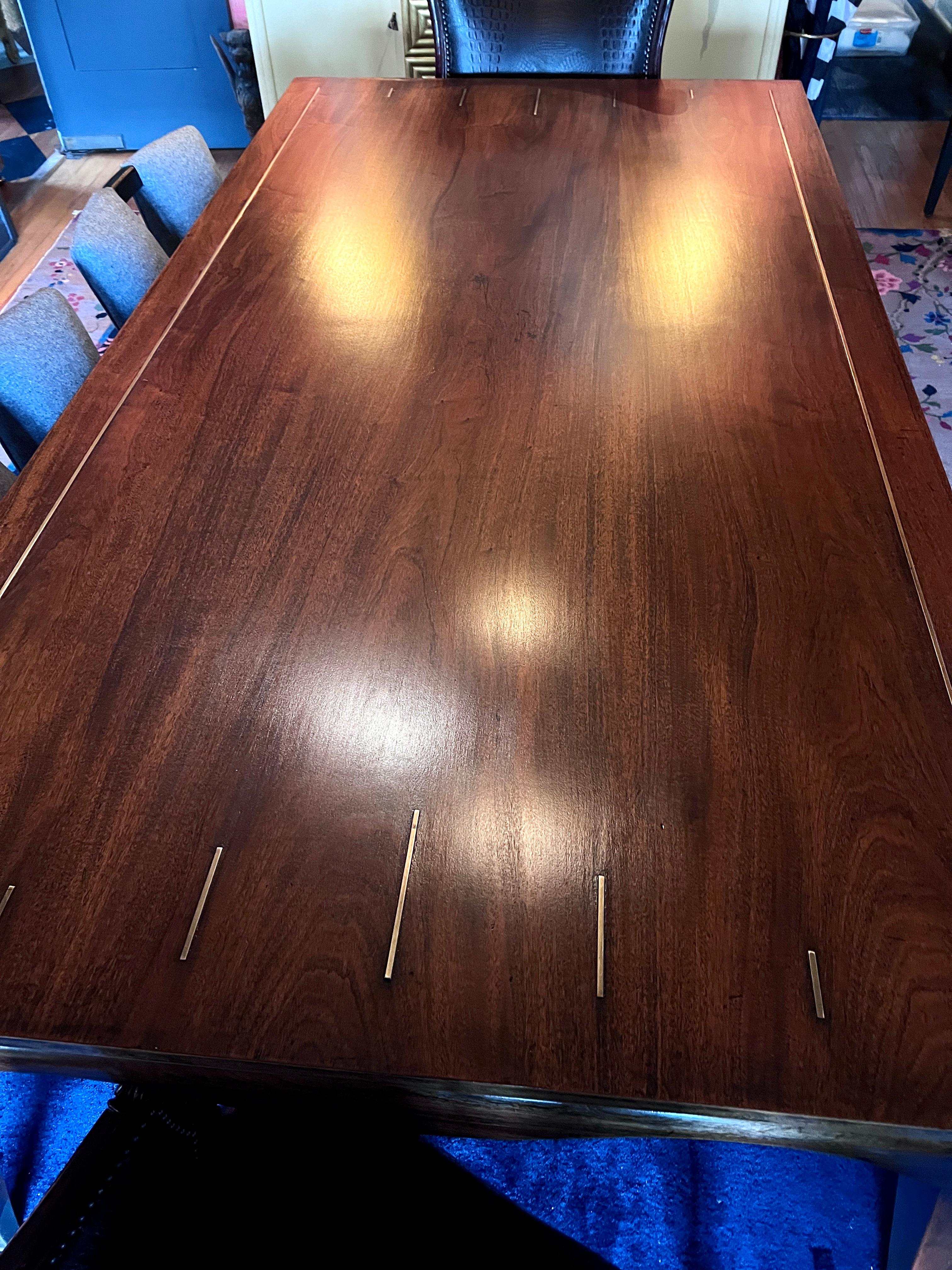Expandable Mahogany Dining Room Table in the Style of James Mont For Sale 11