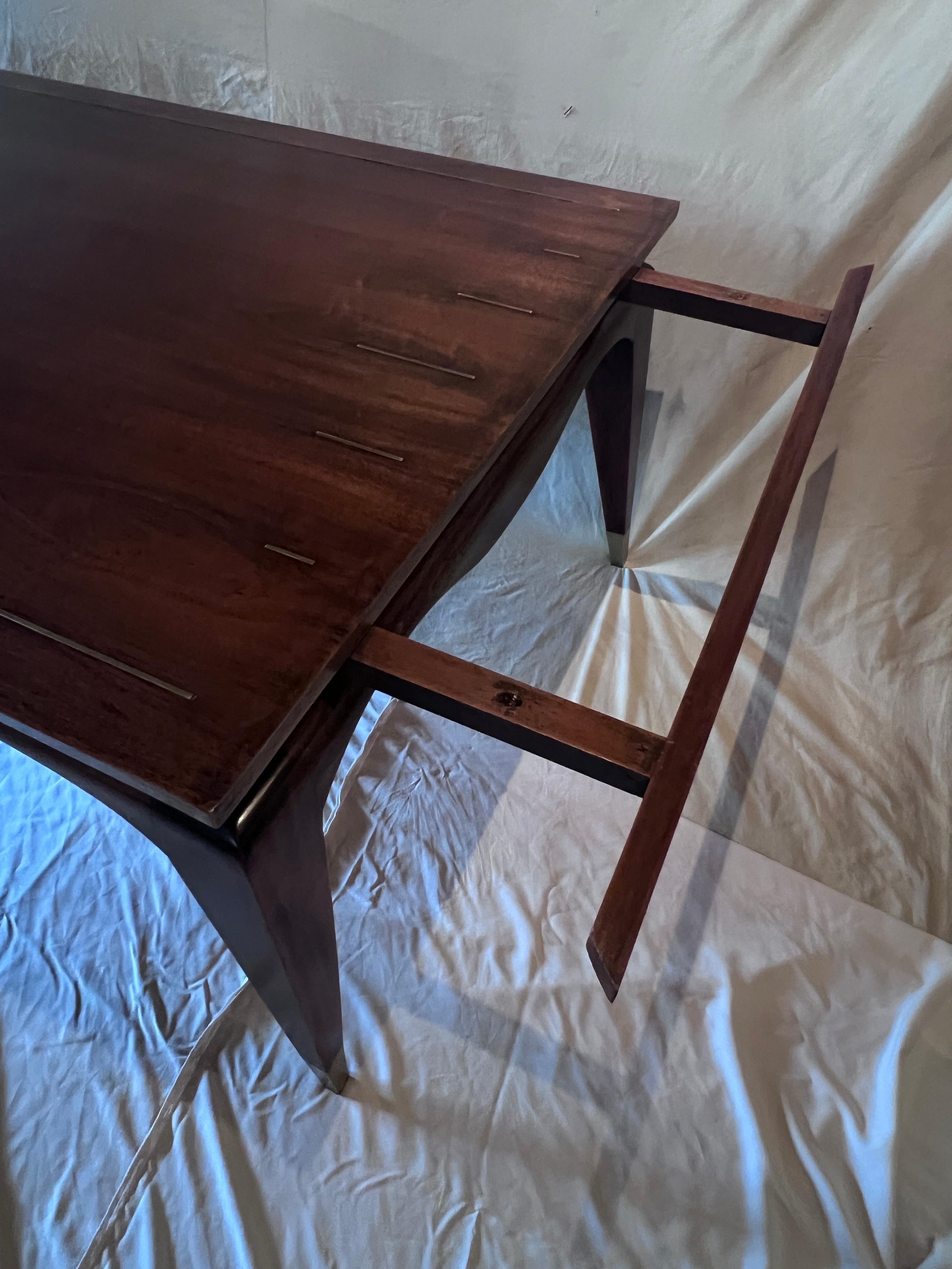 Mid-Century Modern Expandable Mahogany Dining Room Table in the Style of James Mont For Sale