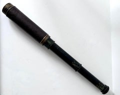 Expandable Metal Brass Telescope Wrapped in Leather with Silver Caps for Lens