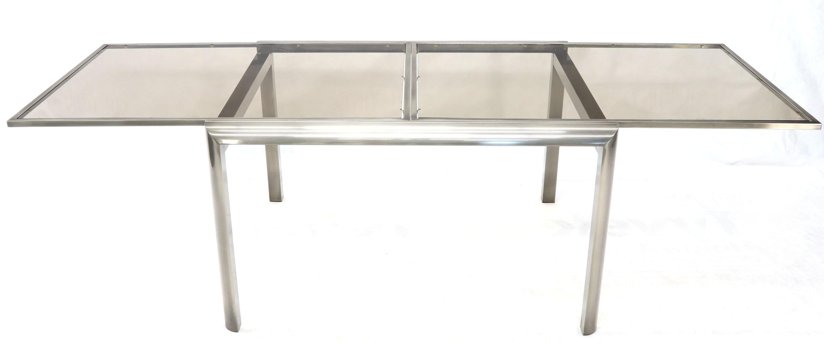 Expandable Metal Frame Glass Top Mid-Century Modern Dining Table 2