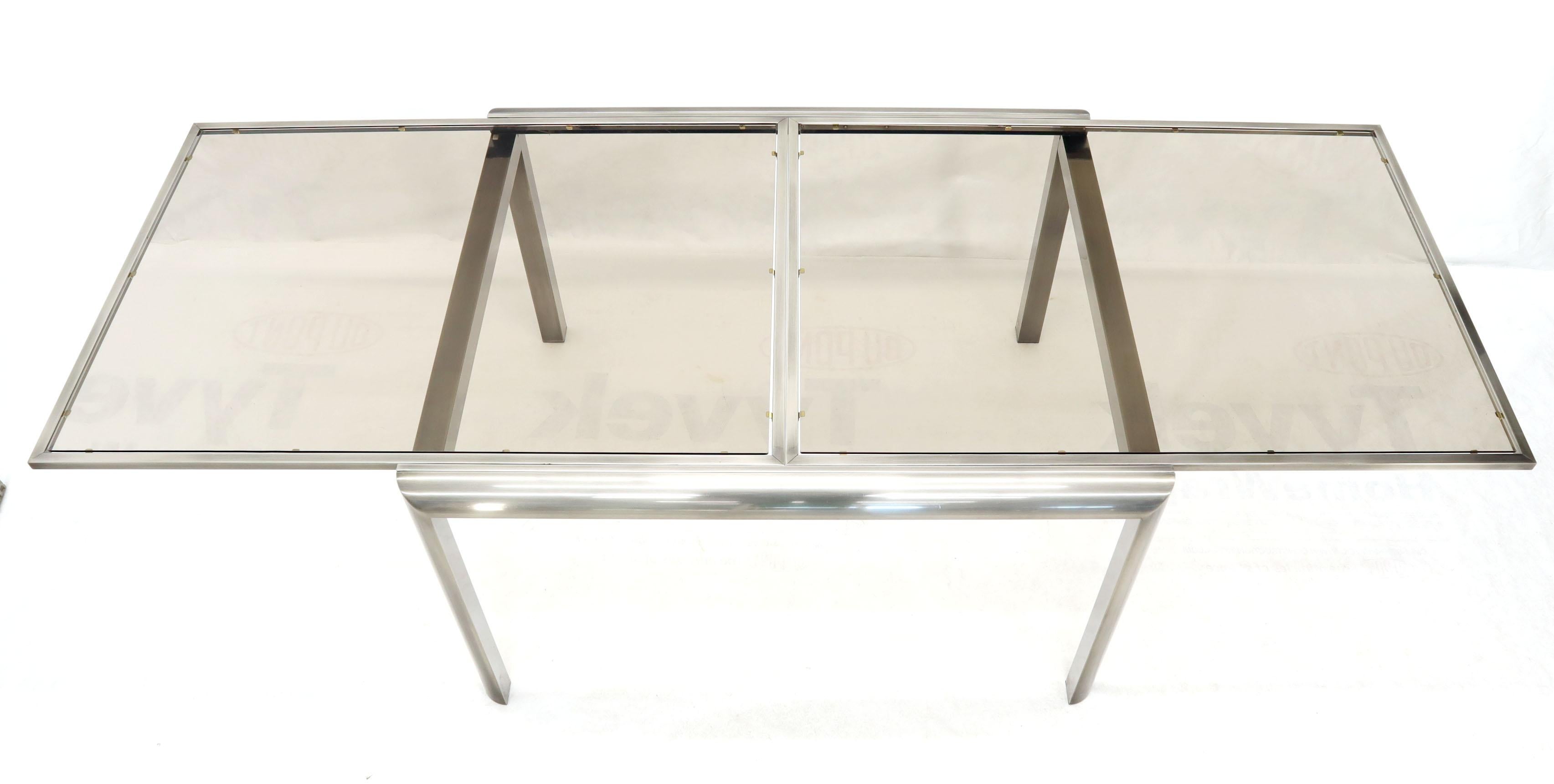 Expandable Metal Frame Glass Top Mid-Century Modern Dining Table 4