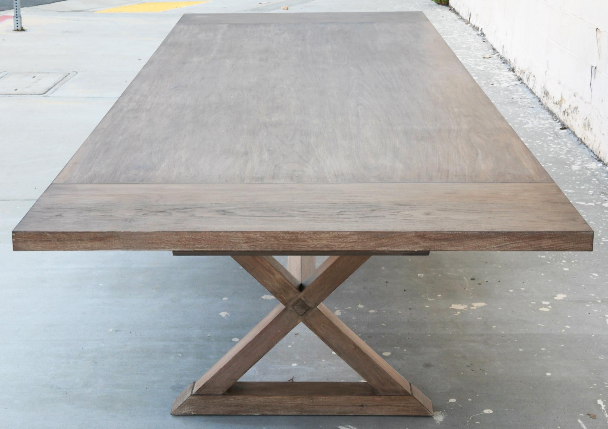 Expandable Minimalist X Trestle Table Built to Order by Petersen Antiques  For Sale 4