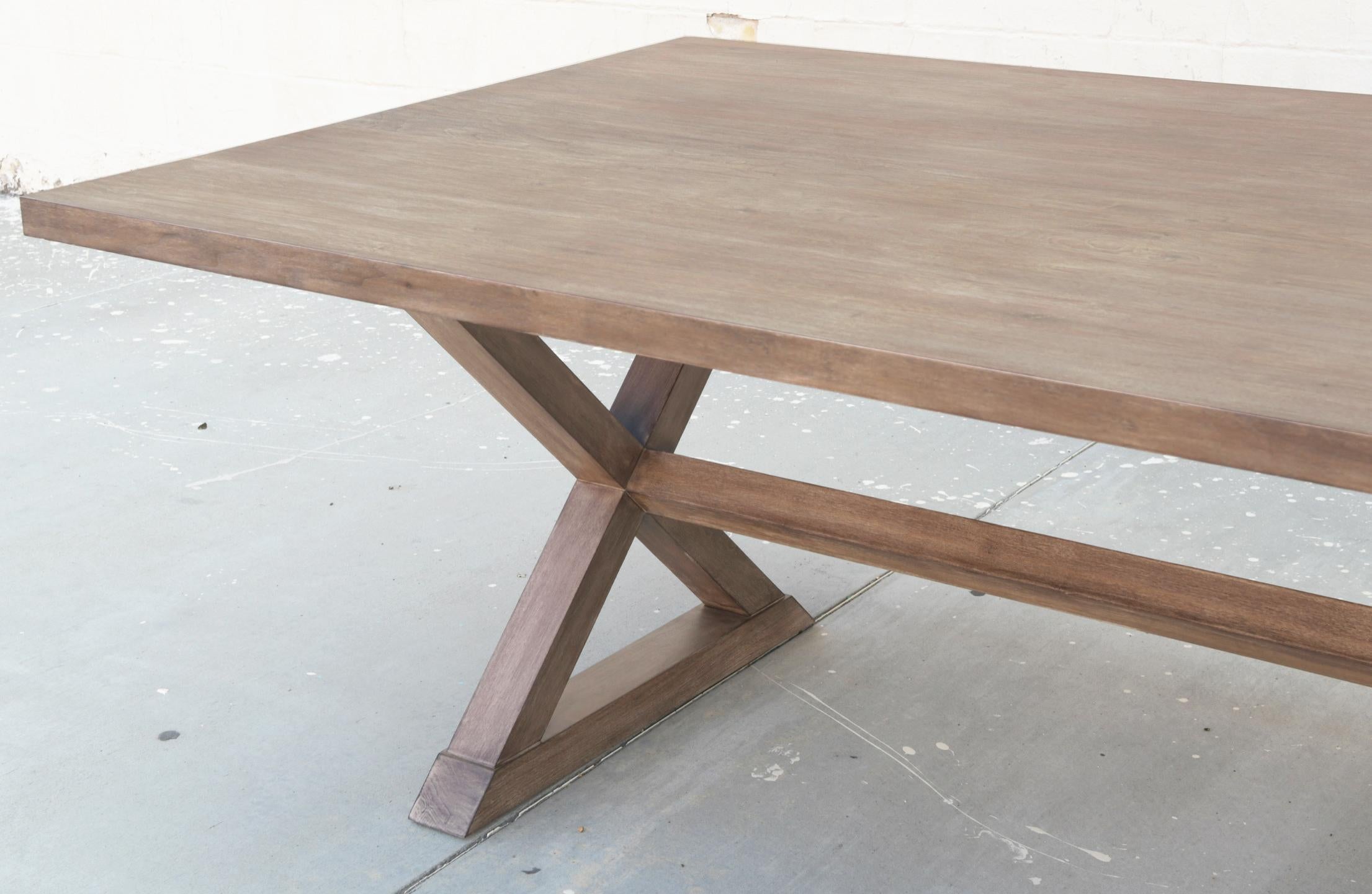 Expandable Minimalist X Trestle Table Built to Order by Petersen Antiques  For Sale 5