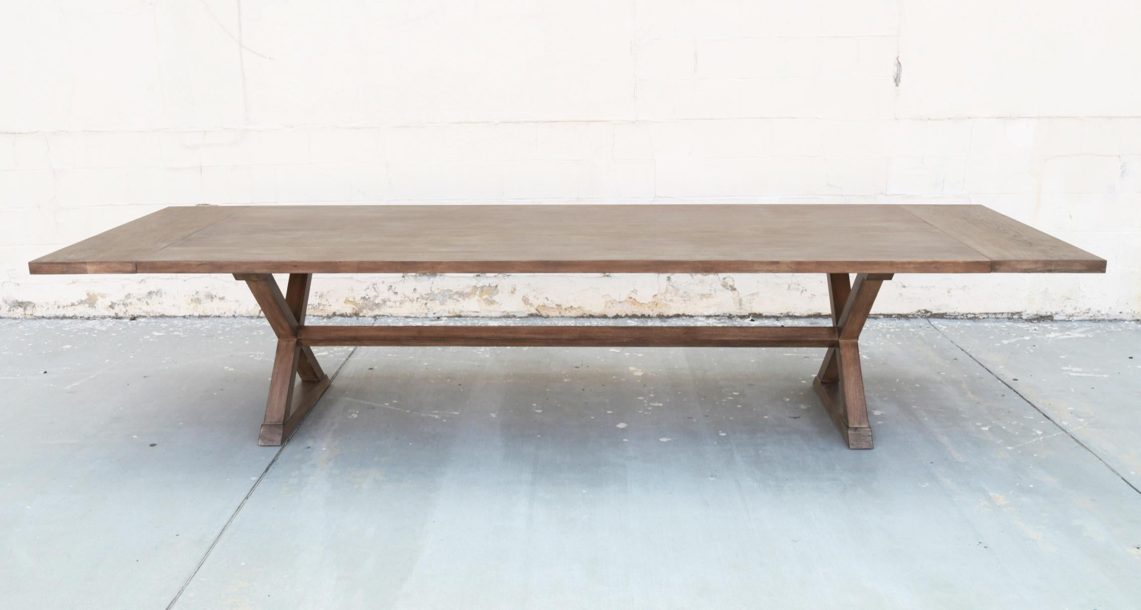 Walnut Expandable Minimalist X Trestle Table Built to Order by Petersen Antiques  For Sale