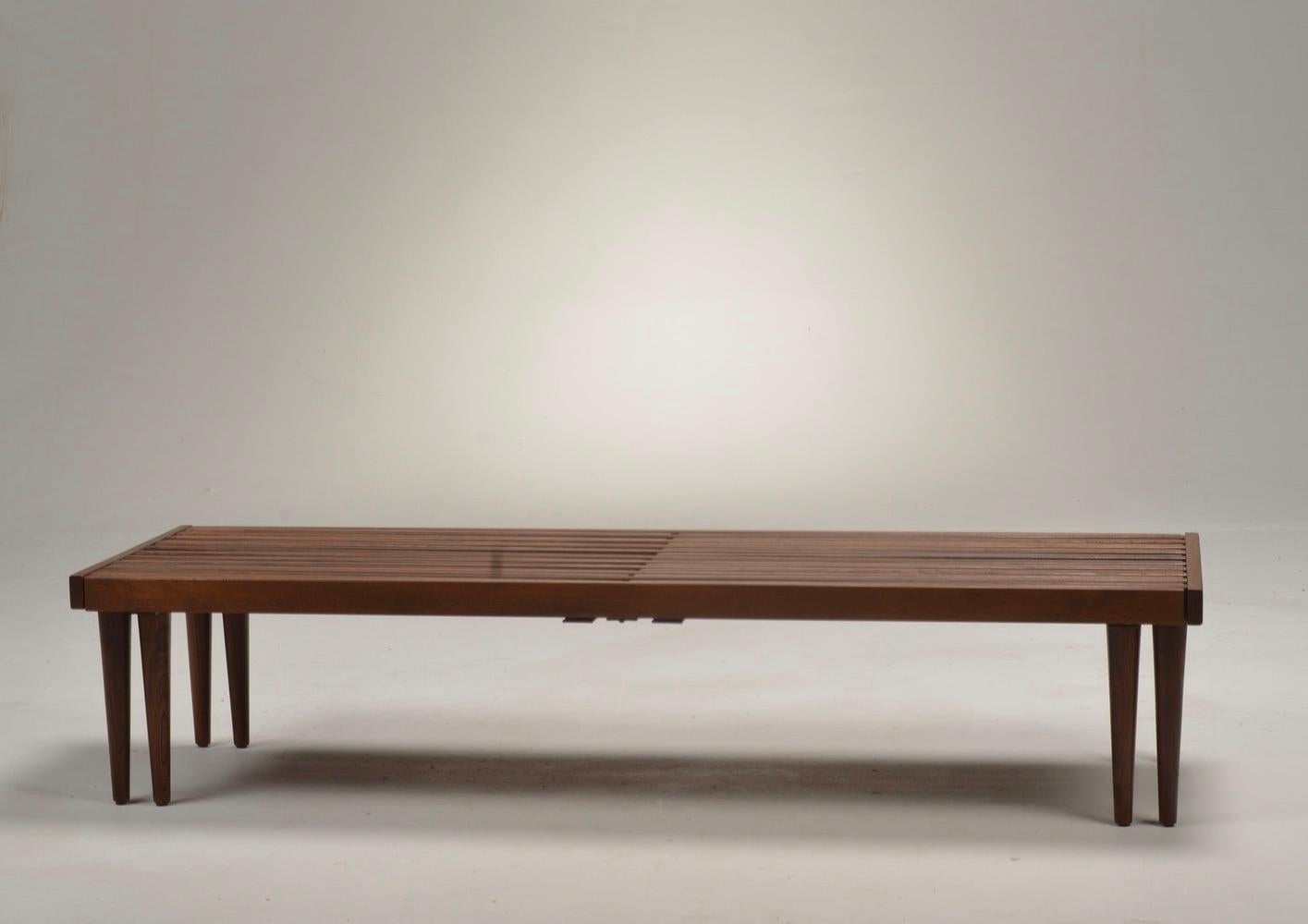 Oak Expandable Slat Bench by John Keal For Sale