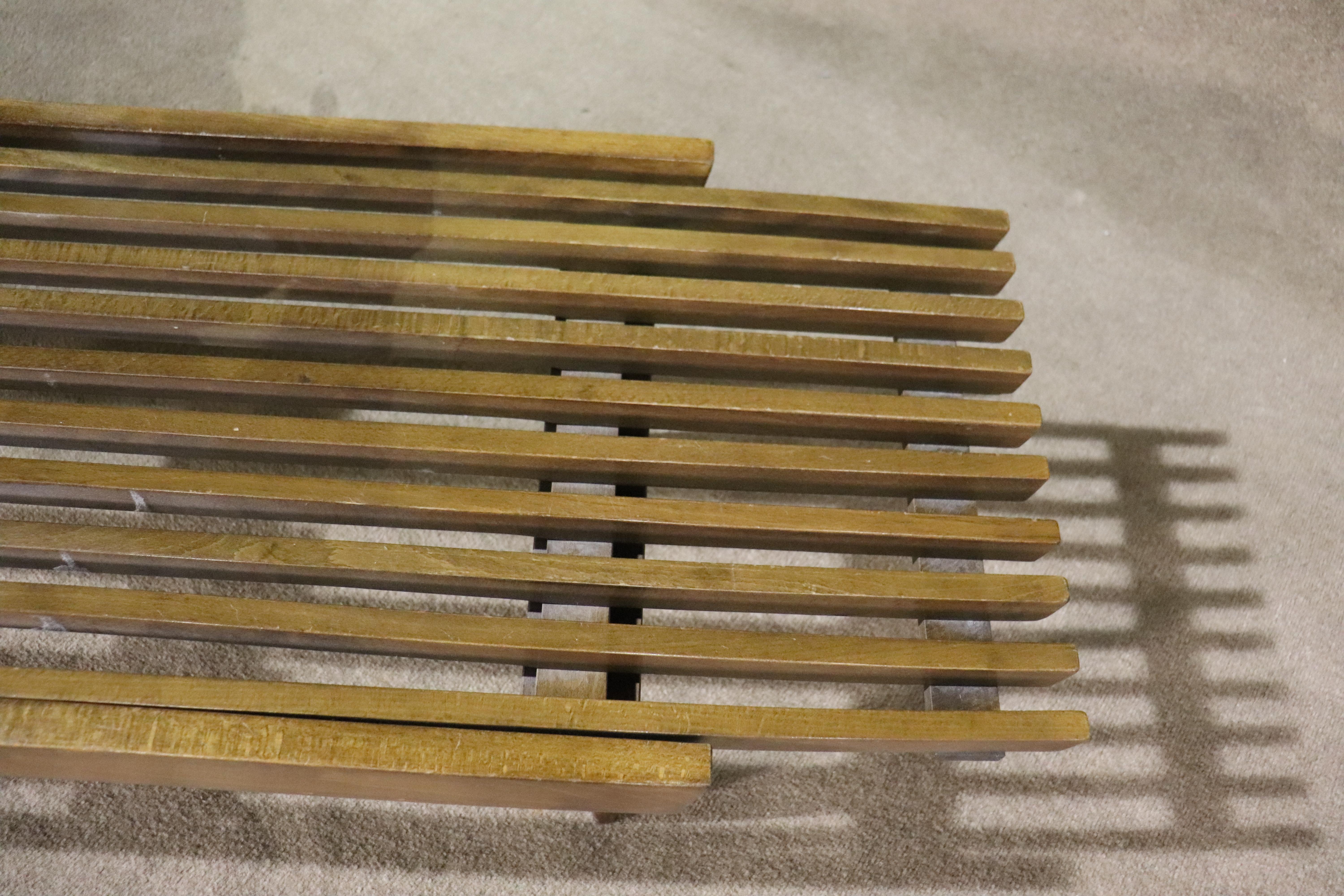 Walnut Expandable Slat Bench / Table For Sale