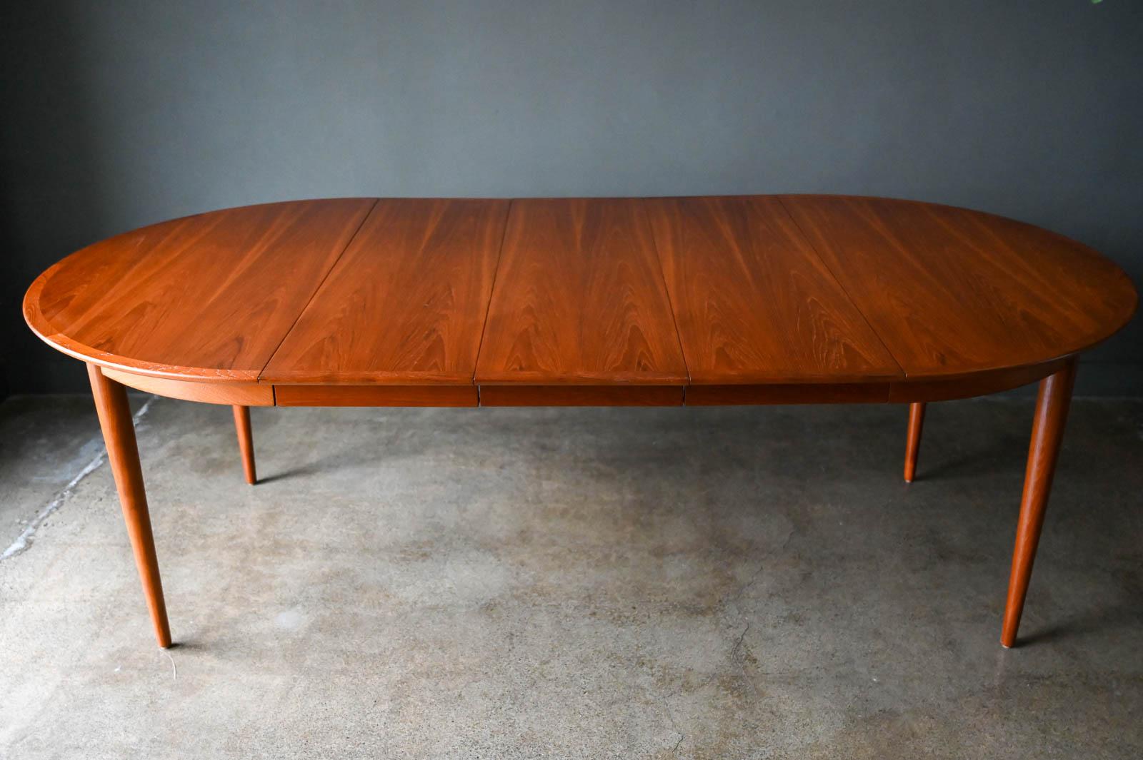 Norwegian Expandable Teak Dining Table with Three Extension Leaves, Norway Ca. 1960