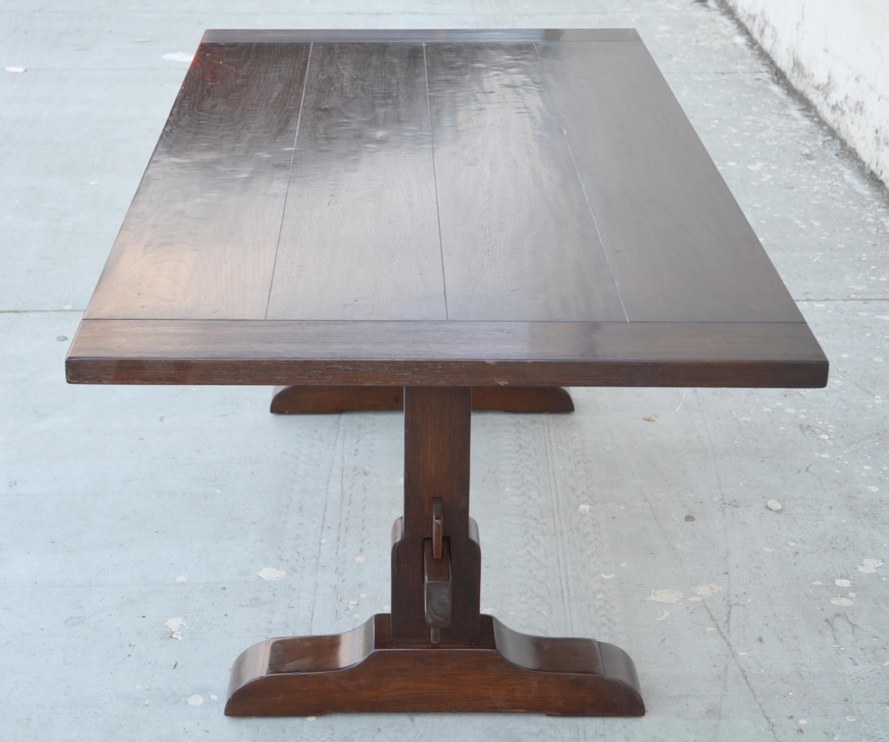 Country Evy Trestle Table, Built to Order by Petersen Antiques (expandable) For Sale