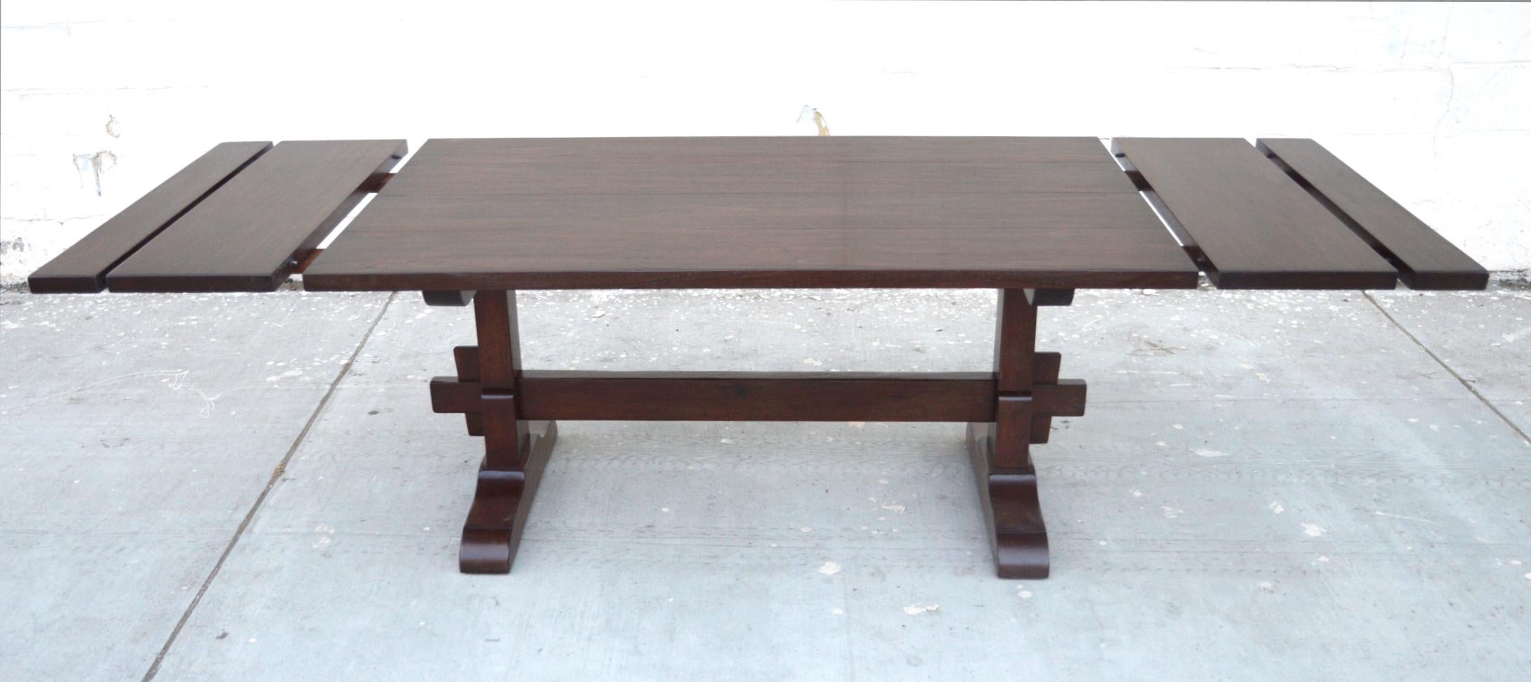 North American Evy Trestle Table, Built to Order by Petersen Antiques (expandable) For Sale
