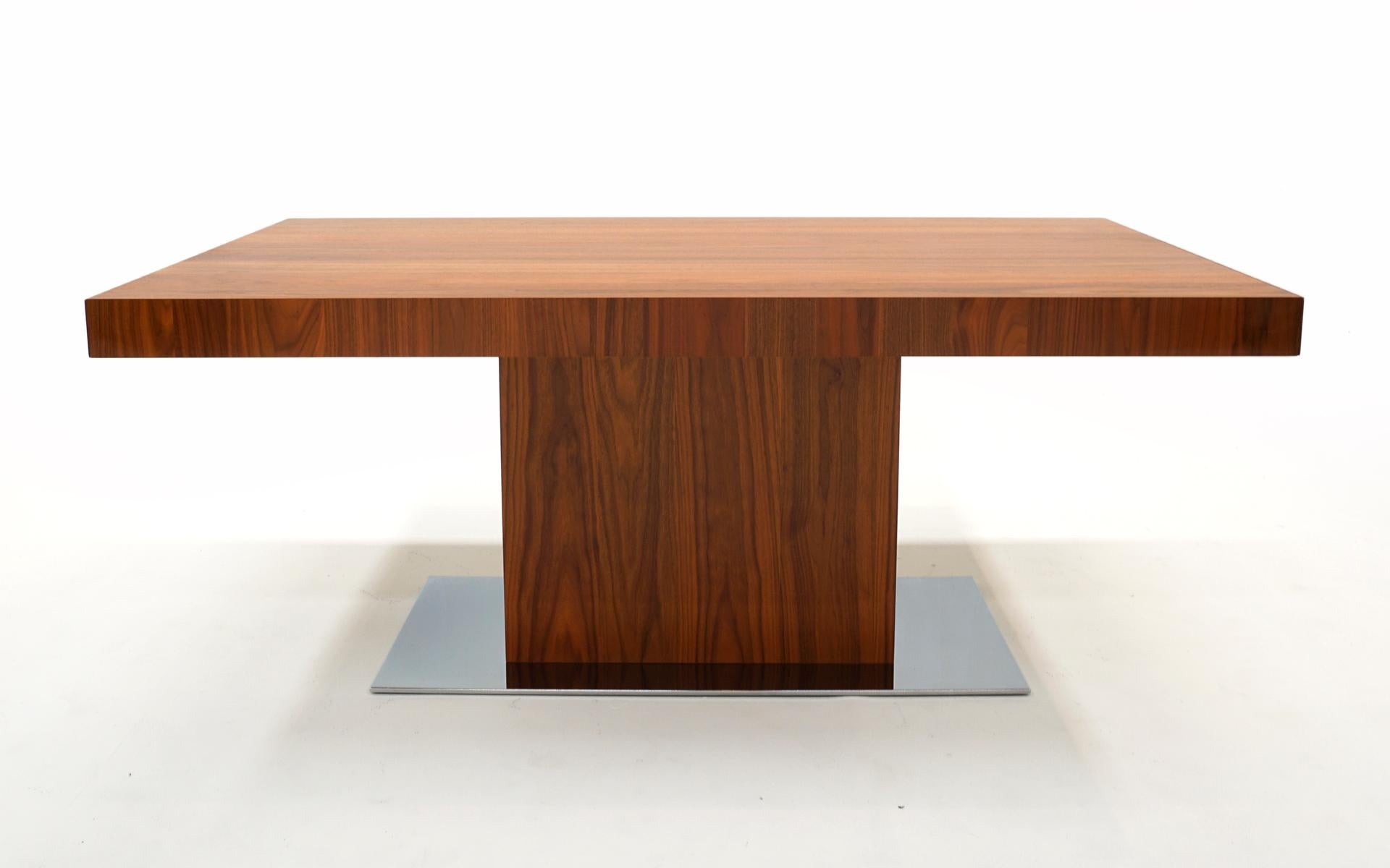 Modern Expandable Walnut and Chrome Dining Table by Calligaris, Italy.  See video!