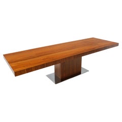 Used Expandable Walnut and Chrome Dining Table by Calligaris, Italy.  See video!