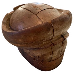 Forme de chapeau milliner en bois réglable française du début du 20e siècle