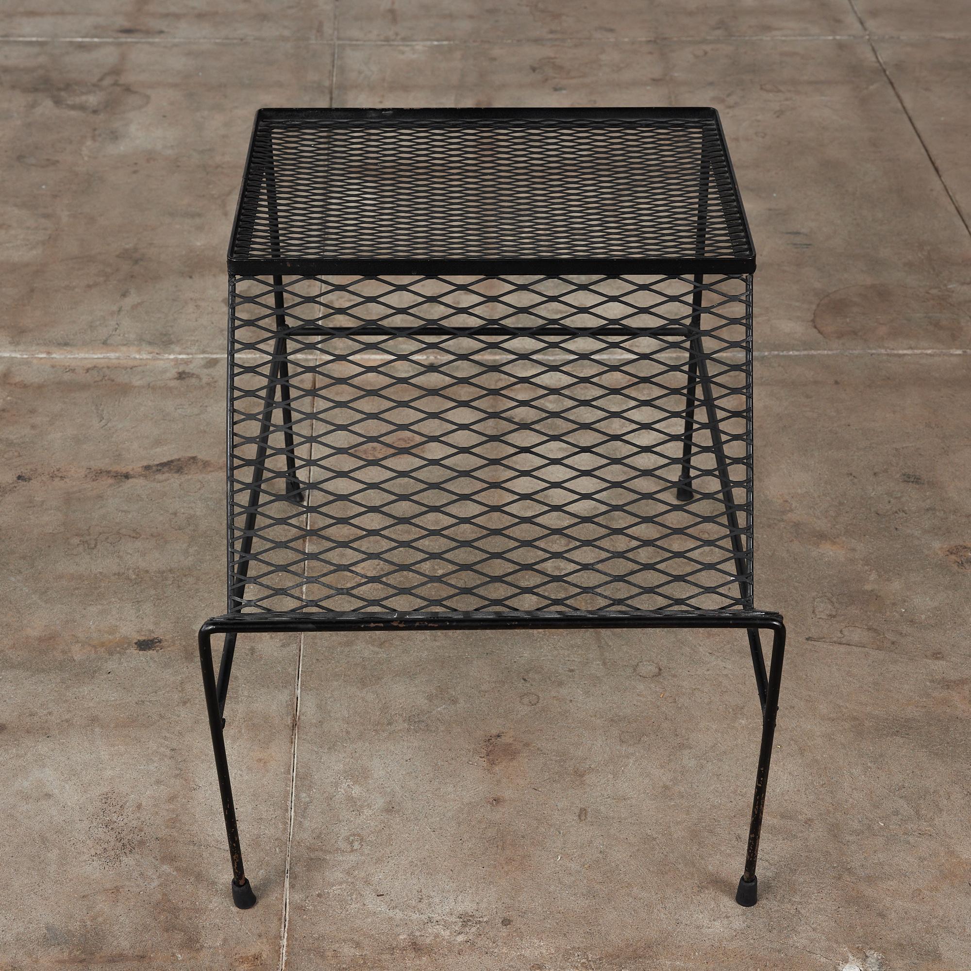 Expanded Metal Side Table with Magazine Rack 3